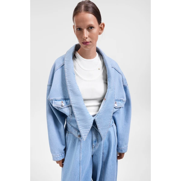Viktor & Rolf Denim Dragged Jacket in Light Blue, view 5