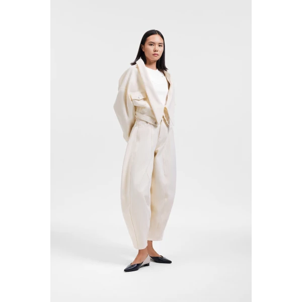 Viktor & Rolf Denim Dragged Jacket in Off White, view 4