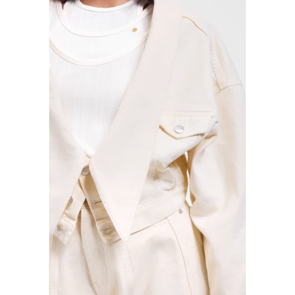 Viktor & Rolf Denim Dragged Jacket in Off White, view 5