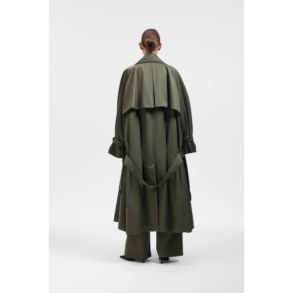 Viktor & Rolf Dragged Gabardine Trenchcoat in Green Coat, view 3