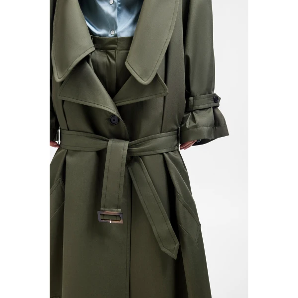 Viktor & Rolf Dragged Gabardine Trenchcoat in Green Coat, view 5