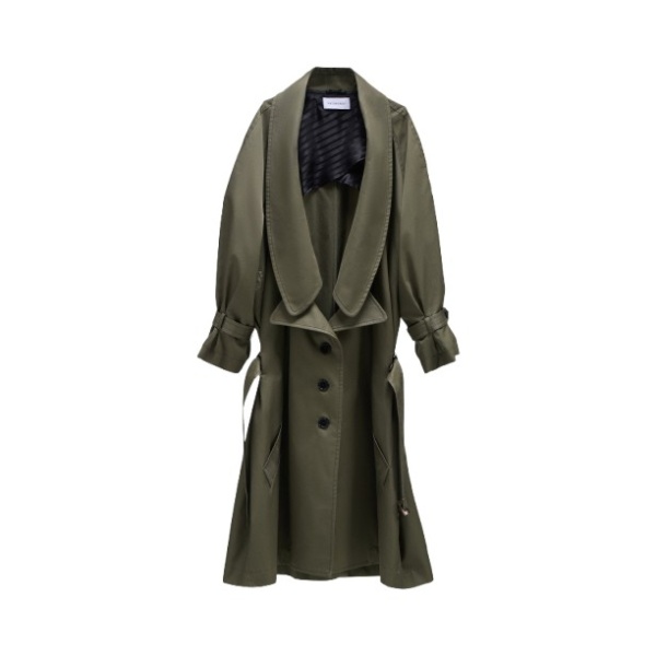 Viktor & Rolf Dragged Gabardine Trenchcoat in Green Coat