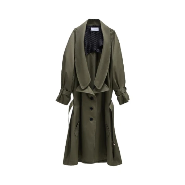 Viktor & Rolf Dragged Gabardine Trenchcoat in Green Coat