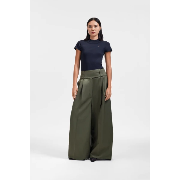 Viktor & Rolf Dragged Gabardine Trousers in Green, view 2