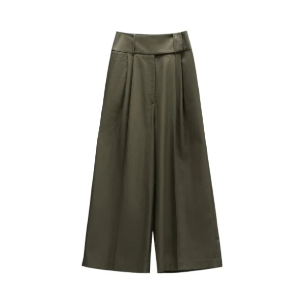 Viktor & Rolf Dragged Gabardine Trousers in Green