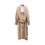 Viktor & Rolf Dragged Linen-Silk Blend Trenchcoat in Beige Coat