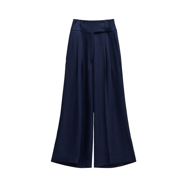 Viktor & Rolf Dragged Linen-Silk Blend Trousers in Dark Blue