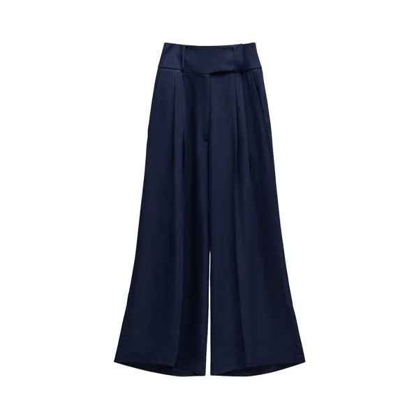 Viktor & Rolf Dragged Linen-Silk Blend Trousers in Dark Blue