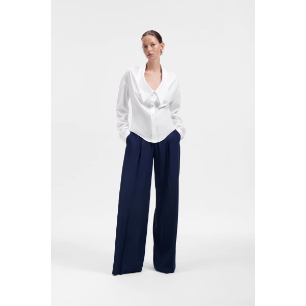 Viktor & Rolf Dragged Neck Poplin Shirt in White, view 2