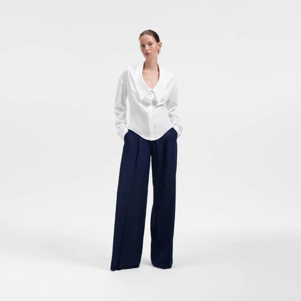 Viktor & Rolf Dragged Neck Poplin Shirt in White, view 6