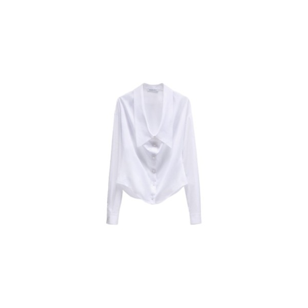Viktor & Rolf Dragged Neck Poplin Shirt in White