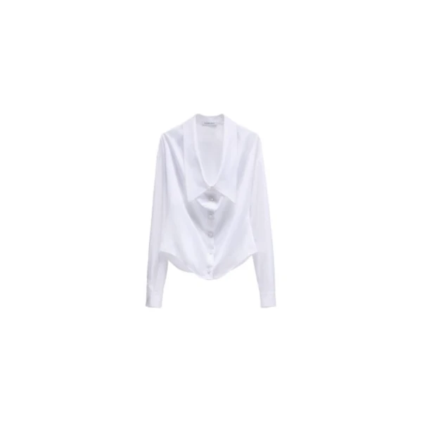 Viktor & Rolf Dragged Neck Poplin Shirt in White