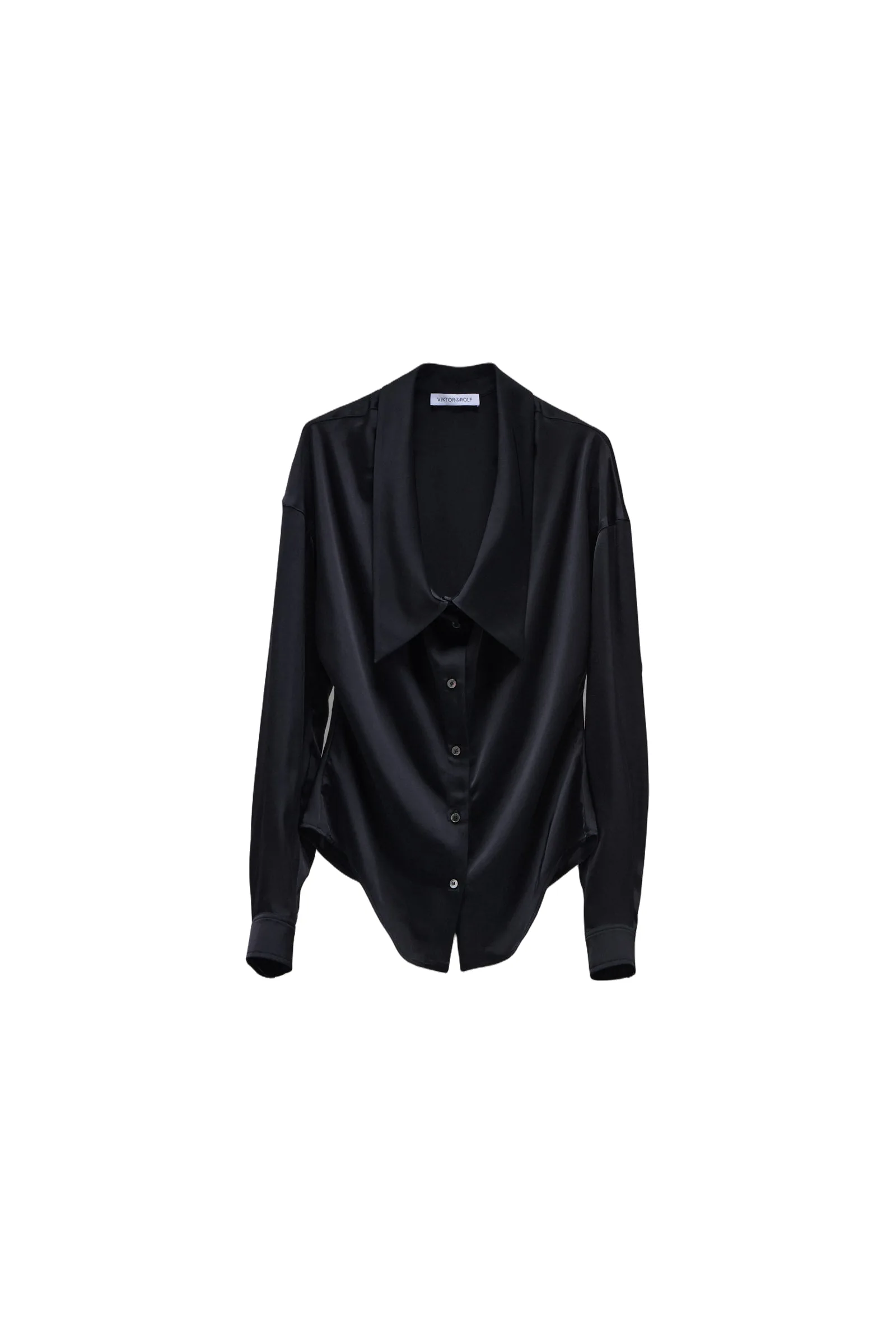 Viktor & Rolf Dragged Neck Satin Shirt in Black