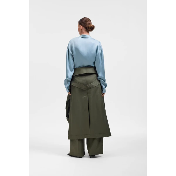 Viktor & Rolf Dragged Neck Satin Shirt in Light Blue, view 3