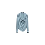 Viktor & Rolf Dragged Neck Satin Shirt in Light Blue