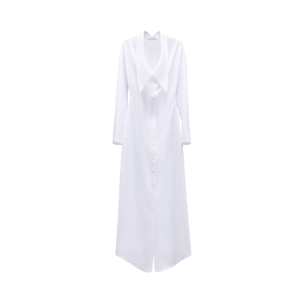 Viktor & Rolf Dragged Neckline Poplin Shirt Dress in White