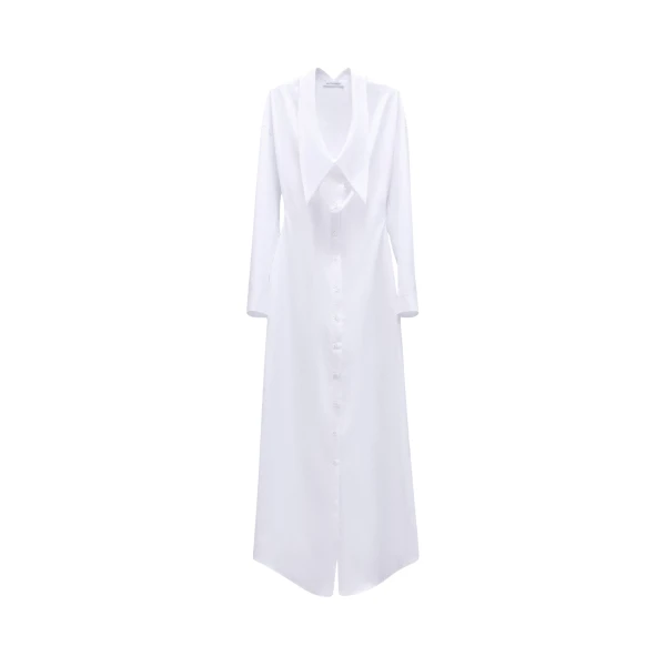 Viktor & Rolf Dragged Neckline Poplin Shirt Dress in White