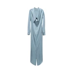 Viktor & Rolf Dragged Neckline Satin Shirt Dress in Light Blue