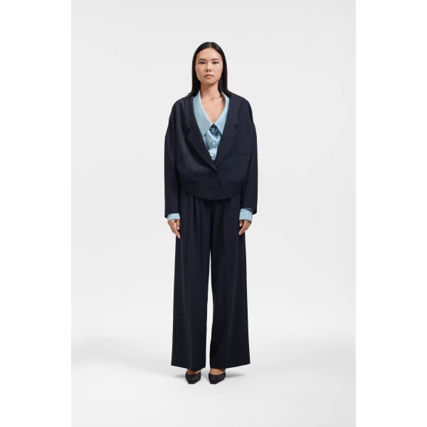 Viktor & Rolf Dragged Wool-Blend Blazer in Black, view 2