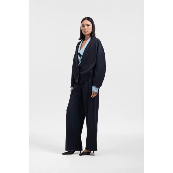 Viktor & Rolf Dragged Wool-Blend Blazer in Black, view 4