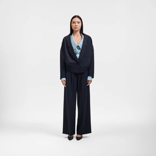 Viktor & Rolf Dragged Wool-Blend Blazer in Black, view 6