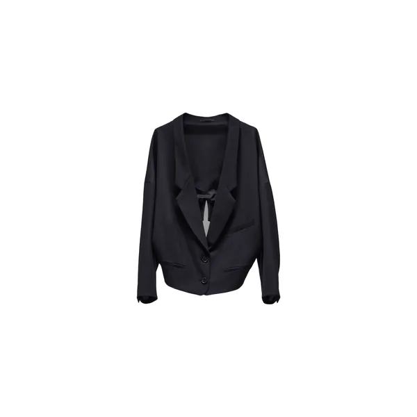 Viktor & Rolf Dragged Wool-Blend Blazer in Black