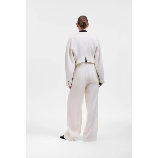 Viktor & Rolf Dragged Wool-Blend Blazer in Off White, view 3