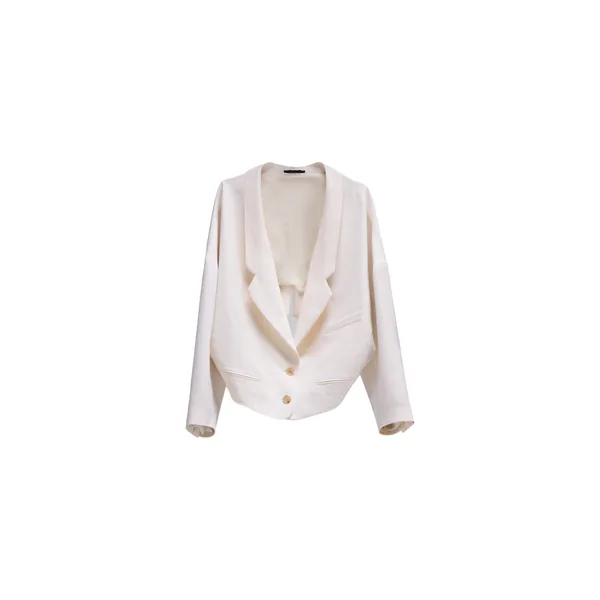Viktor & Rolf Dragged Wool-Blend Blazer in Off White