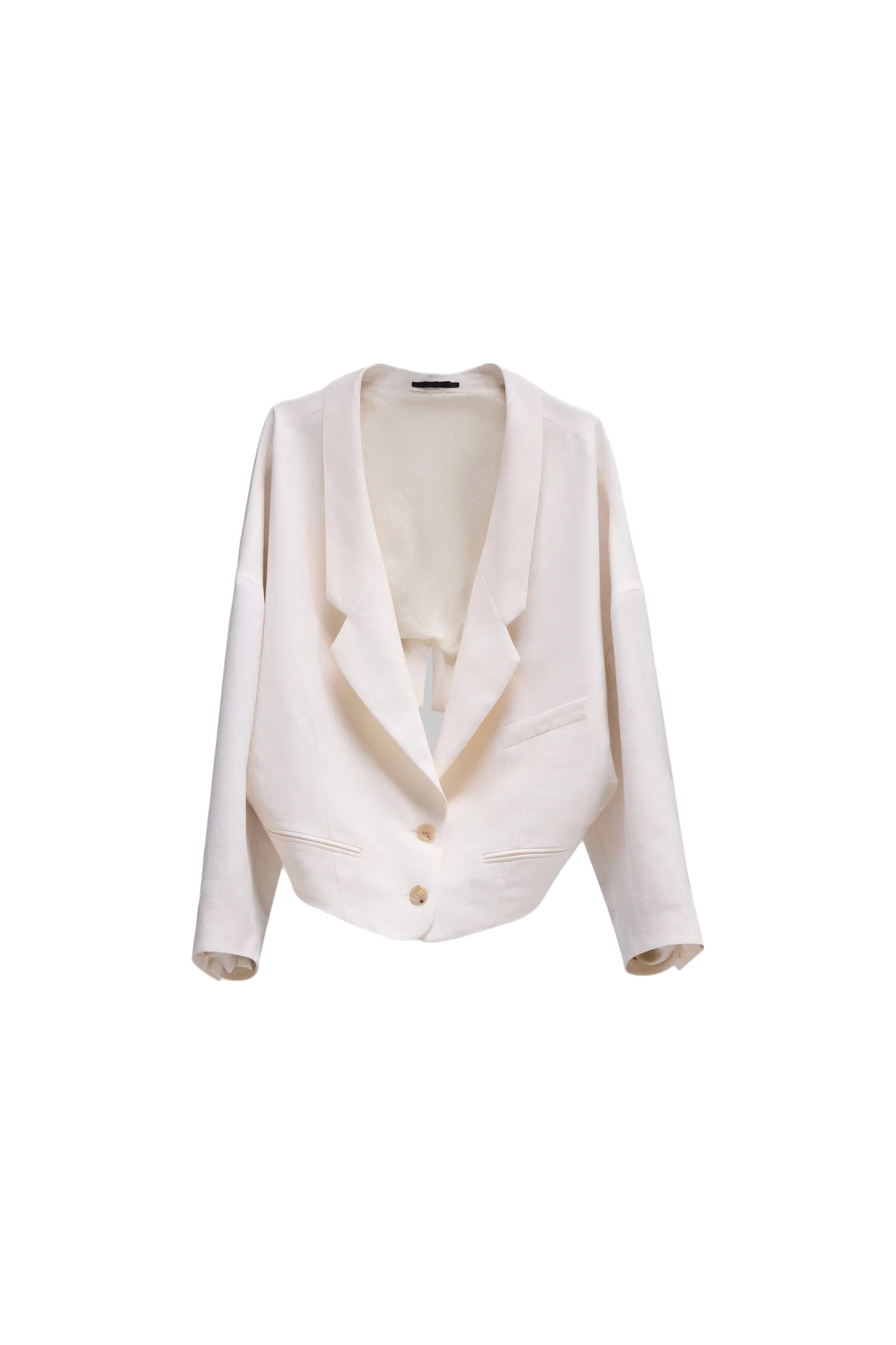 Viktor & Rolf Dragged Wool-Blend Blazer in Off White