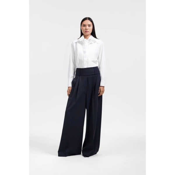 Viktor & Rolf Dragged Wool-Blend Trousers in Black, view 2