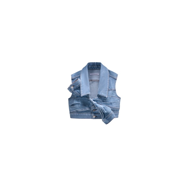 Viktor & Rolf Drape Denim Top in Light Blue