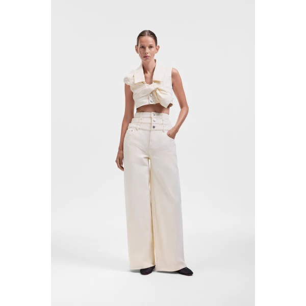 Viktor & Rolf Drape Denim Top in Off White, view 2