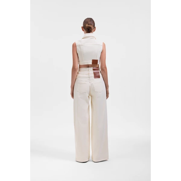 Viktor & Rolf Drape Denim Top in Off White, view 3
