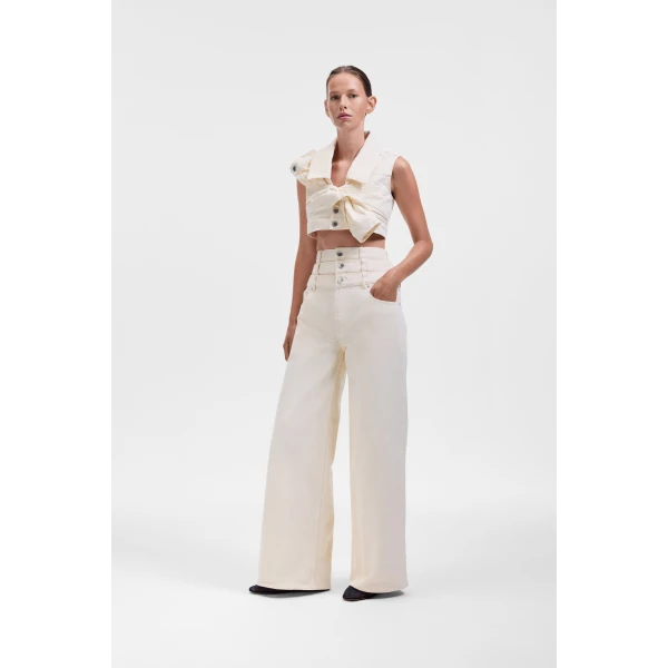 Viktor & Rolf Drape Denim Top in Off White, view 4