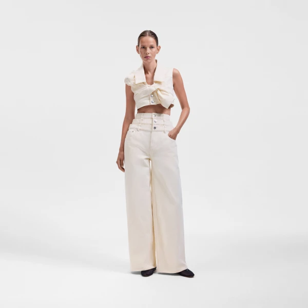 Viktor & Rolf Drape Denim Top in Off White, view 6