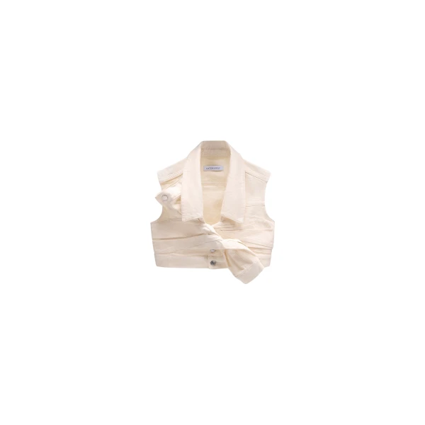 Viktor & Rolf Drape Denim Top in Off White