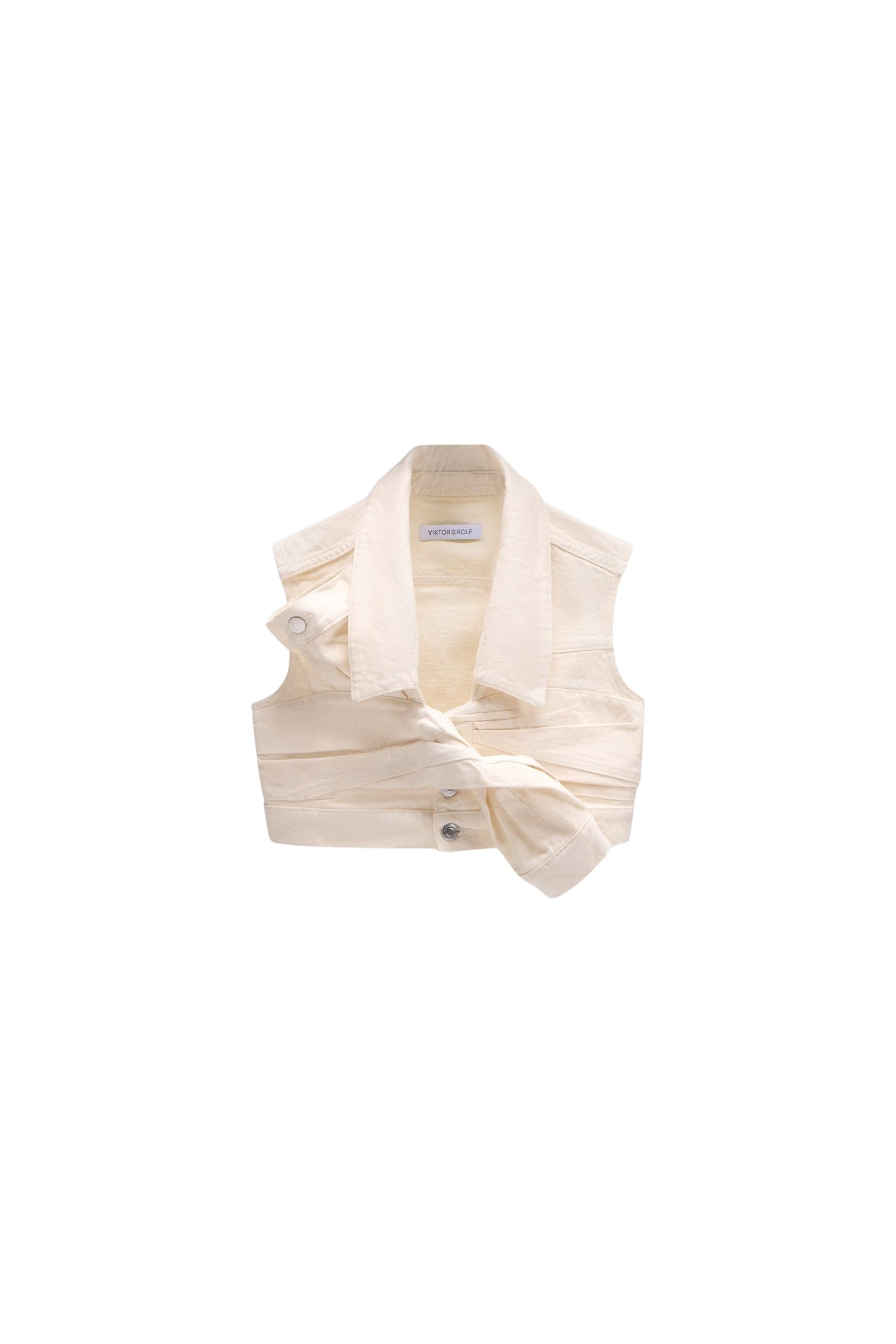 Viktor & Rolf Drape Denim Top in Off White