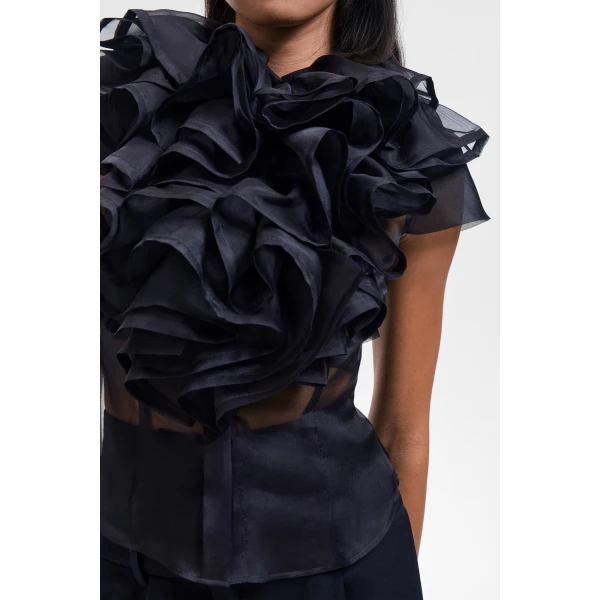 Viktor & Rolf Jabot Organza Shirt in Black, view 5