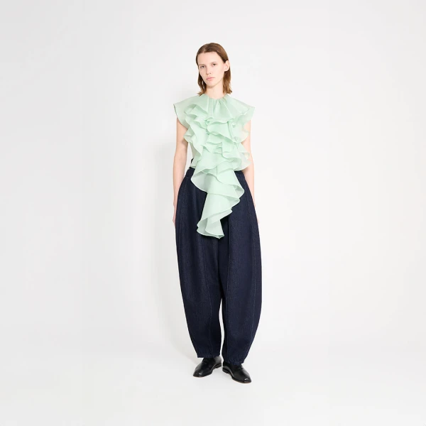 Viktor & Rolf Jabot Organza Top in Light Green, view 6