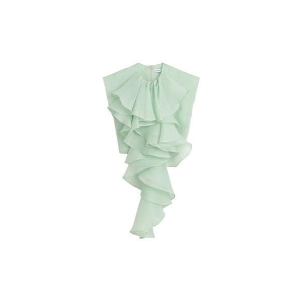 Viktor & Rolf Jabot Organza Top in Light Green