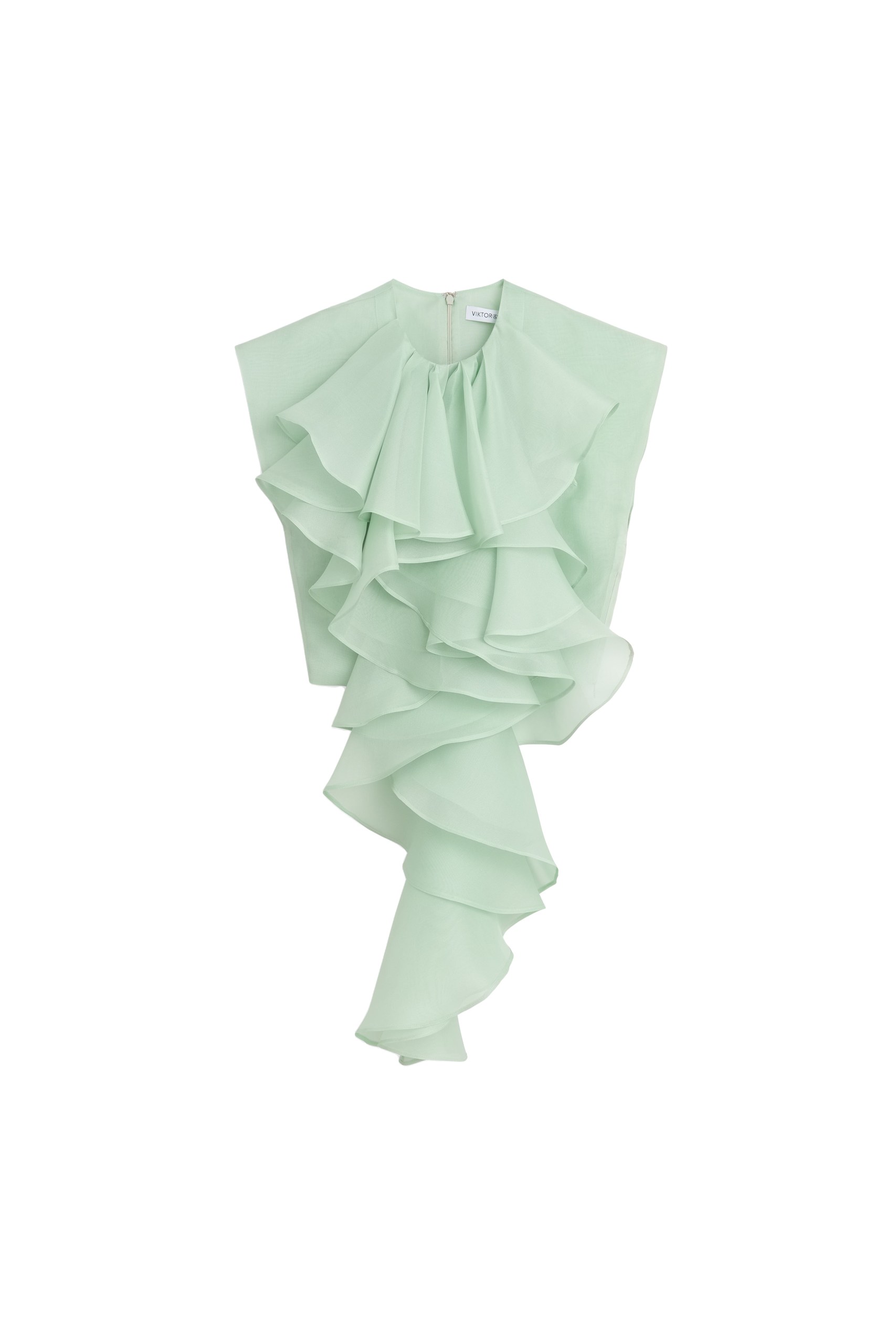 Viktor & Rolf Jabot Organza Top in Light Green