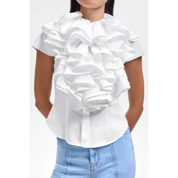 Viktor & Rolf Jabot Placement Shirt in White, view 5