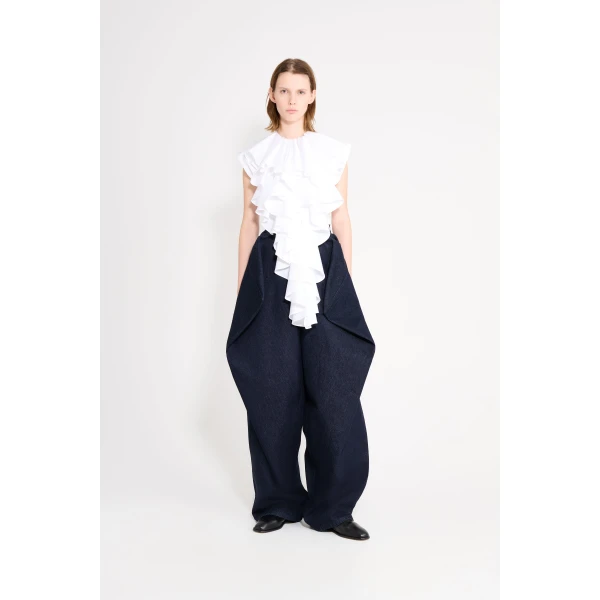 Viktor & Rolf Jabot Poplin Top in White, view 2