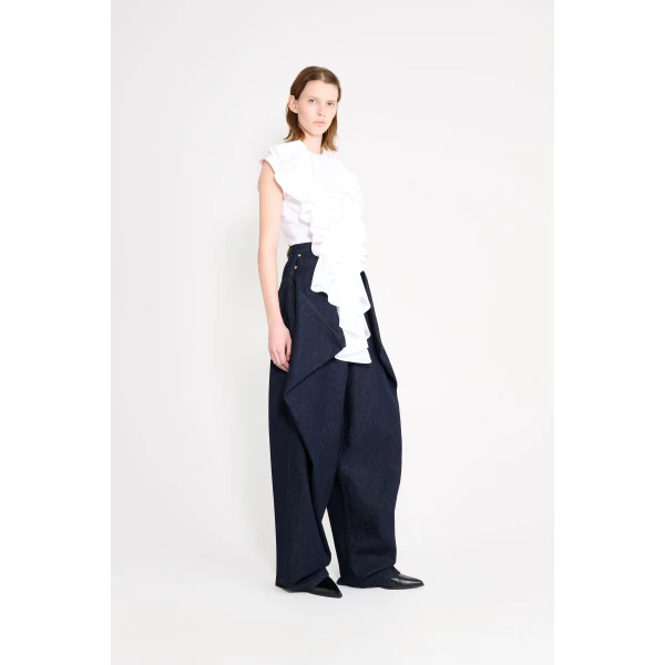 Viktor & Rolf Jabot Poplin Top in White, view 4