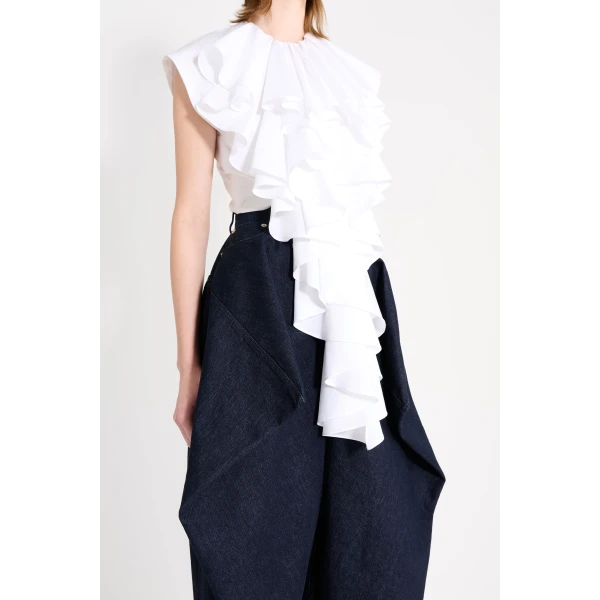 Viktor & Rolf Jabot Poplin Top in White, view 5