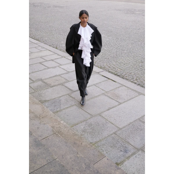 Viktor & Rolf Jabot Poplin Top in White, view 6