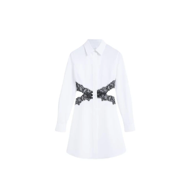 Viktor & Rolf Lace Cut Out Shirt Dress in White