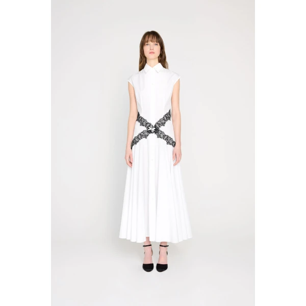 Viktor & Rolf Lace Shirt Dress in White, view 2