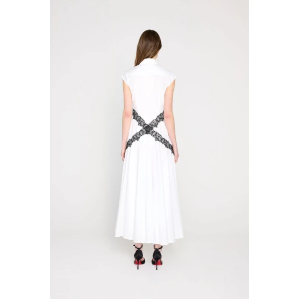 Viktor & Rolf Lace Shirt Dress in White, view 3