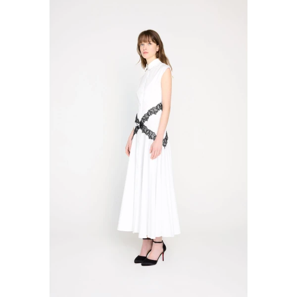 Viktor & Rolf Lace Shirt Dress in White, view 4